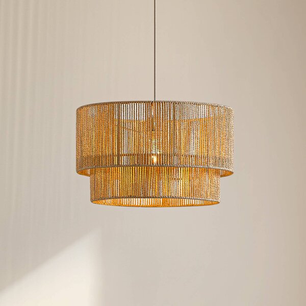 Lampada a sospensione Anuva Lindby, dimmerabile, Crema / Ambra, Soggiorno / Sala da pranzo, Carta / Lunolit / Lunopal, Campagna / Rustiche, Lampada a sospensione