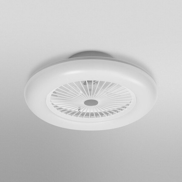 OSRAM SMART+ Ventilatore da soffitto LED WiFi ROUND bianco silenzioso 55 cm Round, dimmerabile, Bianco / Opale, Soggiorno / Sala da pranzo, Plastica, Moderno