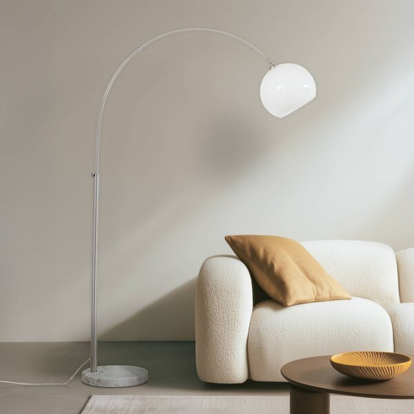 Lampada da terra Alverton Lindby, Bianco / Opale, Soggiorno / Sala da pranzo, Metallo, Moderno, Lampada da terra