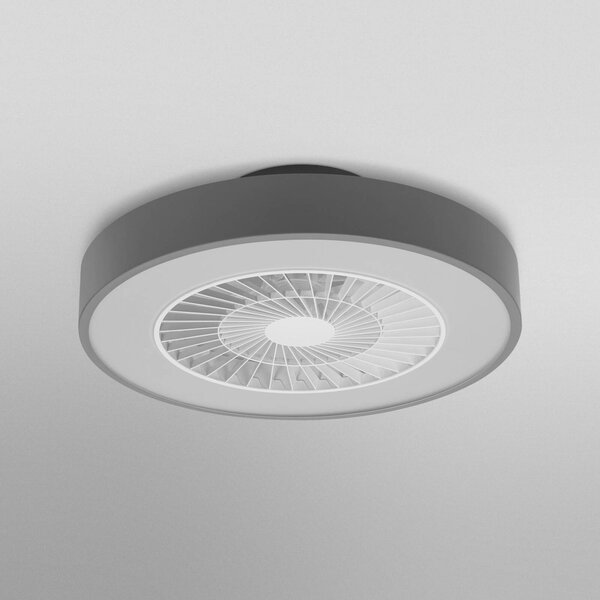 OSRAM SMART+ Ventilatore da soffitto LED WiFi CYLINDER, grigio, silenzioso Cylinder, dimmerabile, Alluminio / Grigio / Zincato, Soggiorno / Sala da pranzo, Plastica, Moderno