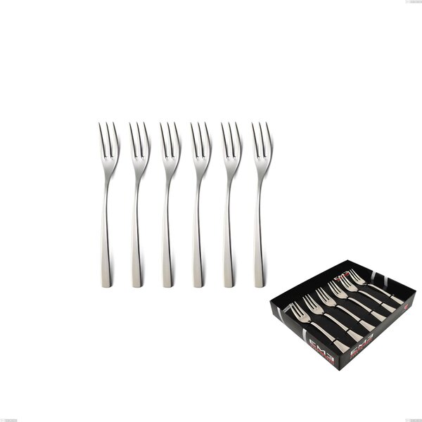 Confezione vetrina 6 pezzi forchettine dolce Onda, Acciaio inox (Aisi 304) lucido