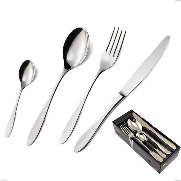 Confezione salvaspazio 24 pezzi oasi, Acciaio inox Aisi 304 Posate Lucide, spessore 2 mm