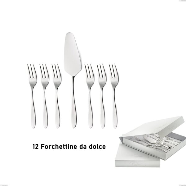 Confezione a libro 13 pezzi, forchettine pi� paletta dolce oasi, Acciaio inox Aisi 304 Posate Lucide, spessore 2 mm