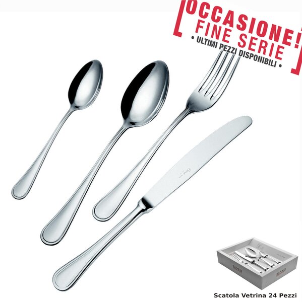 Servizio Posate 24 Pezzi IMPERO con Coltelli manico Vuoto , acciaio 18-10 lucido, spessore 3 mm finitura inox lucido
