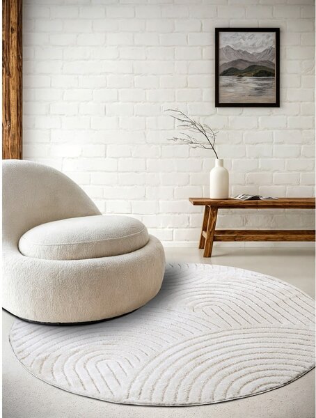 Tappeto rotondo bianco ø 160 cm Panglao New York White – Elle Decoration