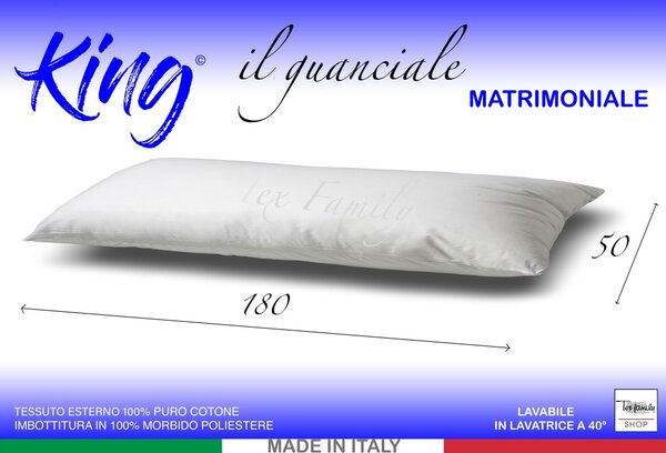 GUANCIALE KING CUSCINO LETTO 2 PIAZZE MATRIMONIALE LUNGO cm. 180 MIS. CM. 50 X 180