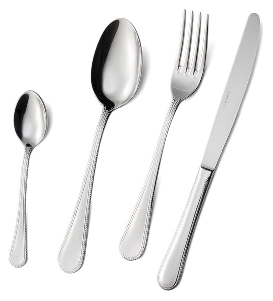 Confezione vetrina 6 pezzi cucchiaini bibita perles, Acciaio inox Aisi 304 lucido, spessore 2.5 mm, design Classico