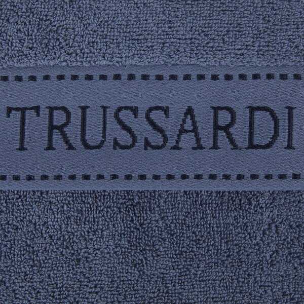 Asciugamano Con Ospite In Acrilico Dralon Ribbon 40X60 60X110 Trussardi Tinta Unita Avio Caleffi