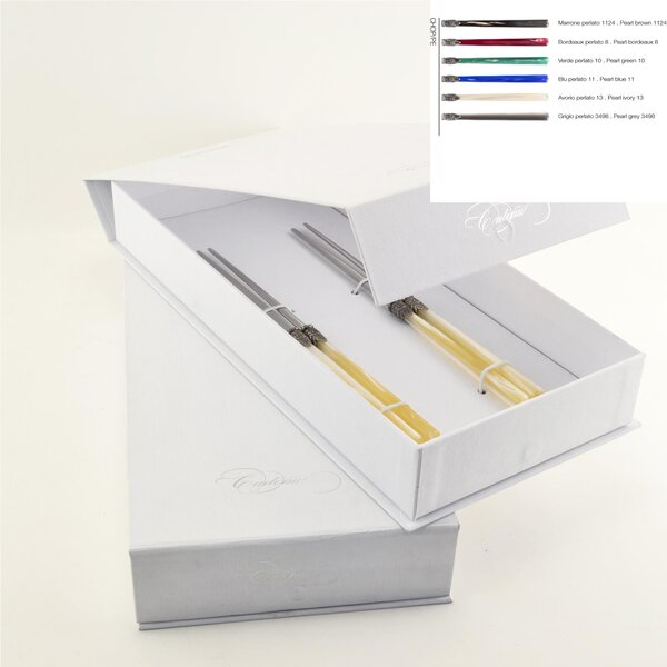 Confezione a libro 2 Coppie di bacchette chopstick per cucina asiatica 220 mm vari colori