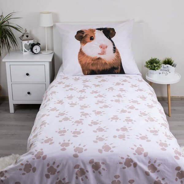 Biancheria da letto per bambini in cotone bianco per letto singolo 140x200 cm Guinea Pig - Jerry Fabrics