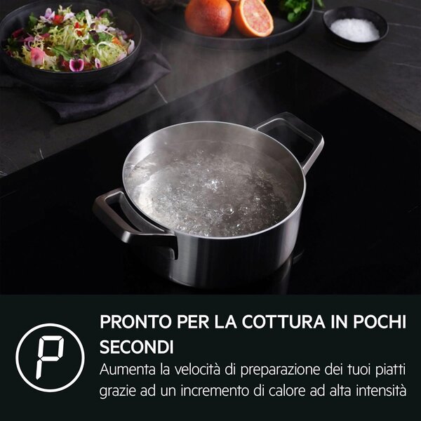 Aeg Piano Cottura Induzione Elettrico 4 Fuochi da Incasso Larghezza 77 cm in Vetroceramica Serie 6000 colore Nero - TO84IB00IB