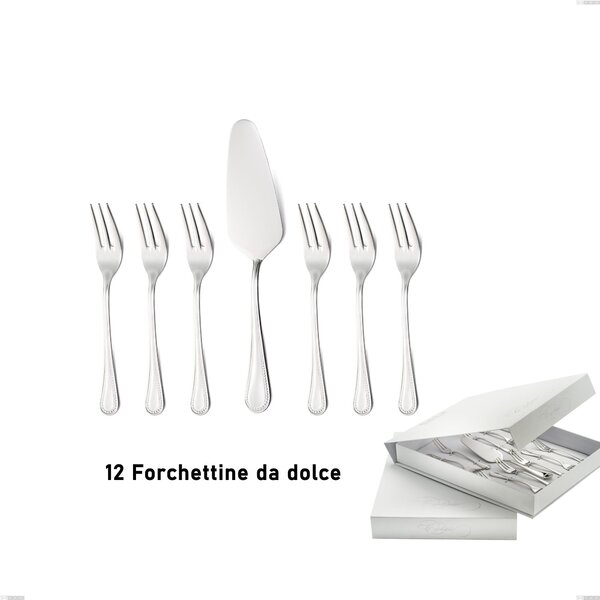 Confezione a libro 13 pezzi, forchettine pi� paletta dolce privilege, Acciaio inox Aisi 304 Posate Lucide, spessore 2.5 mm
