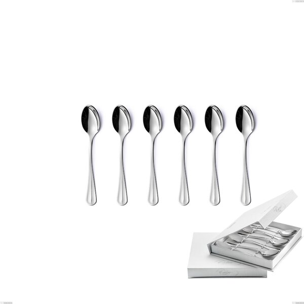 Confezione a libro 6 pezzi cucchiaini caff� Royal, acciaio 18-10 lucido, spessore 2.5 mm