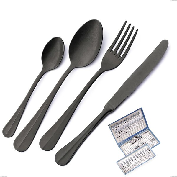 Servizio di posate 75 pezzi in astuccio regalo Royal Retr� PVD Black, Acciaio inox 18/10 antico, spessore 2.5 mm, pvd black