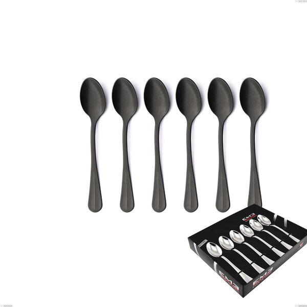 Confezione vetrina 6 pezzi caff� Royal Retr� PVD Black, Acciaio inox 18/10 antico, spessore 2.5 mm, pvd black