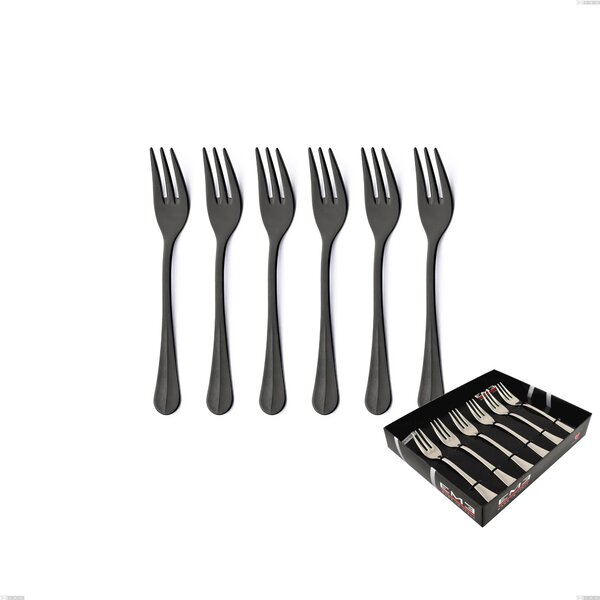 Confezione vetrina 6 pezzi forchettine dolce Royal Retr� PVD Black, Acciaio inox 18/10 antico, spessore 2.5 mm, pvd black