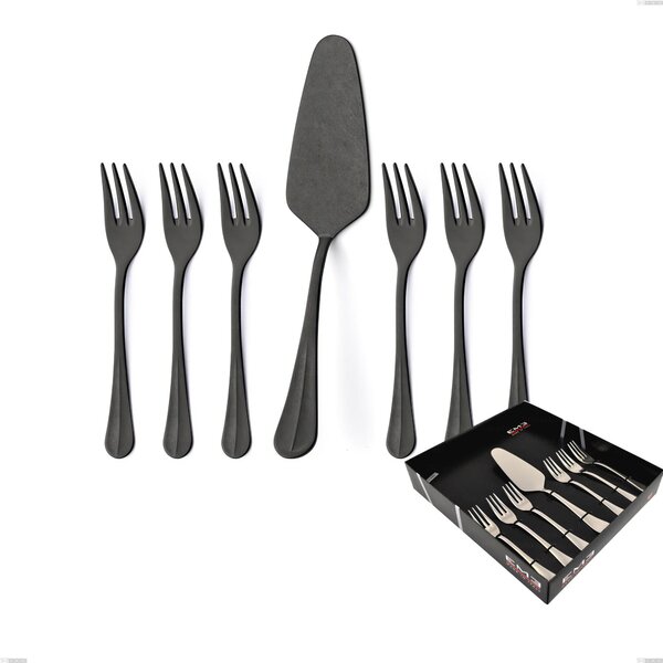 Confezione vetrina 7 pezzi dolce Royal Retr� PVD Black, Acciaio inox 18/10 antico, spessore 2.5 mm, pvd black