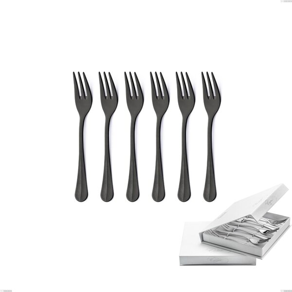 Confezione a libro 6 pezzi forchette dolce Royal Retr� PVD Black, Acciaio inox 18/10 antico, spessore 2.5 mm, pvd black