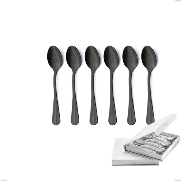 Confezione a libro 6 pezzi cucchiaini caff� Royal Retr� PVD Black, Acciaio inox 18/10 antico, spessore 2.5 mm, pvd black