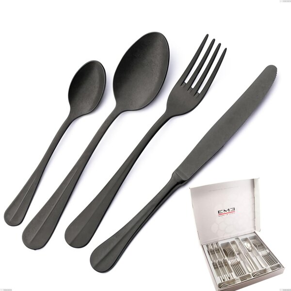 Cofanetto 24 pezzi Royal Retr� PVD Black, Acciaio inox 18/10 antico, spessore 2.5 mm, pvd black