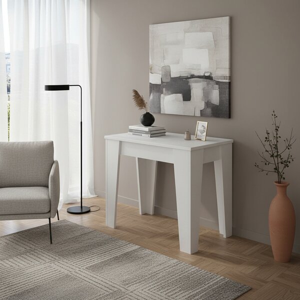 DecHome Tavolo Consolle Allungabile 3 metri Ingresso Design Moderno con 6 Allunghe Dimensioni 53.6-305.6x90x75.2 cm colore Bianco Rustika
