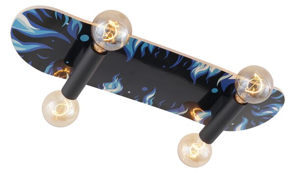 Lampada da parete nera con blu 80cm - Skateboard