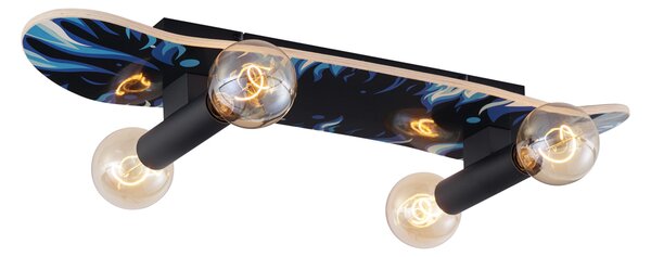 Lampada da parete nera con blu 80cm - Skateboard