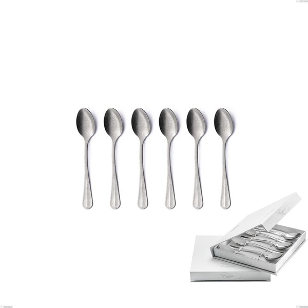 Confezione a libro 6 pezzi cucchiaini caff� Royal Retro, Acciaio inox 18-10 finitura vintage, spessore 2.5 mm