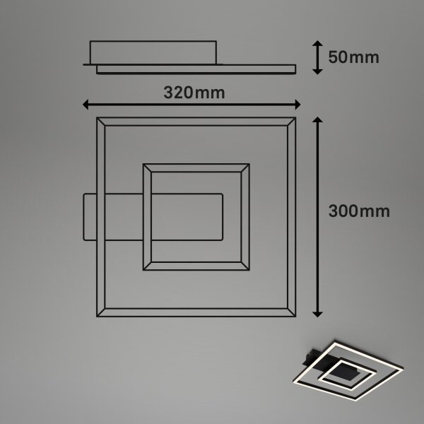 Briloner - Plafoniera LED FRAME LED/22W/230V 3000K 30x32 cm nera