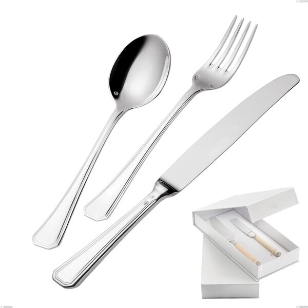 Confezione a libro 2 pezzi,paletta pi� coltello dolce da servizio Savoia Argentato 3 mm spessore argento 25 micron, Acciaio inox 18/10 (AISI304) Argento 25 micron, spessore 3 mm