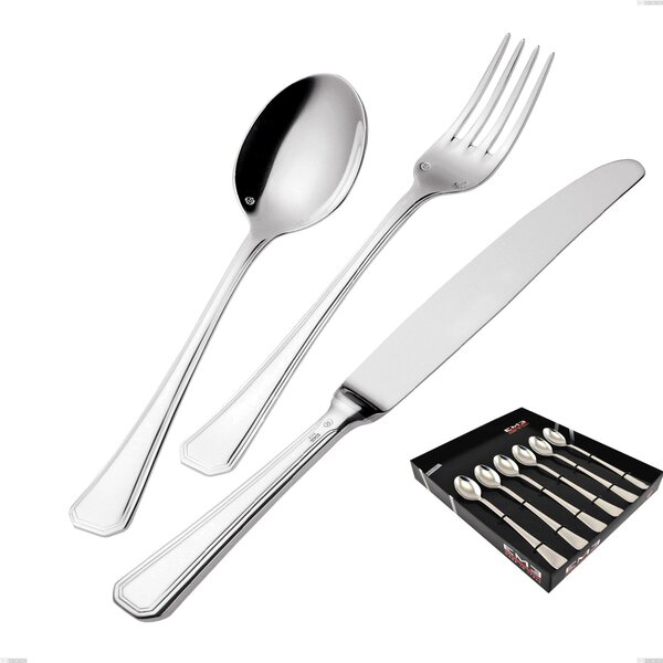 Confezione vetrina 6 pezzi cucchiaini bibita Savoia Argentato 3 mm spessore argento 25 micron, Acciaio inox 18/10 (AISI304) Argento 25 micron, spessore 3 mm