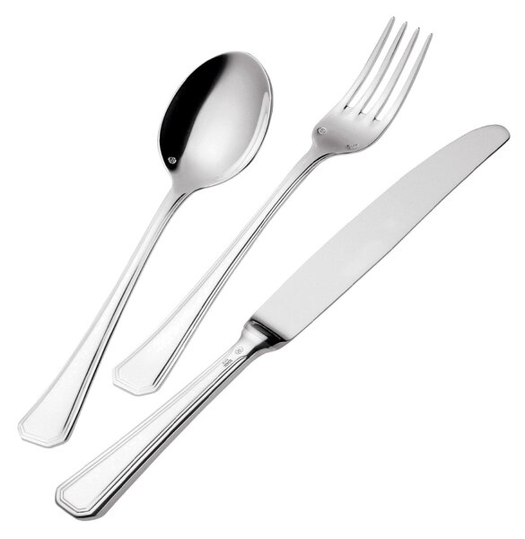 Confezione a libro 13 pezzi, forchettine pi� paletta dolce Savoia Argentato 3 mm spessore argento 25 micron, Acciaio inox 18/10 (AISI304) Argento 25 micron, spessore 3 mm