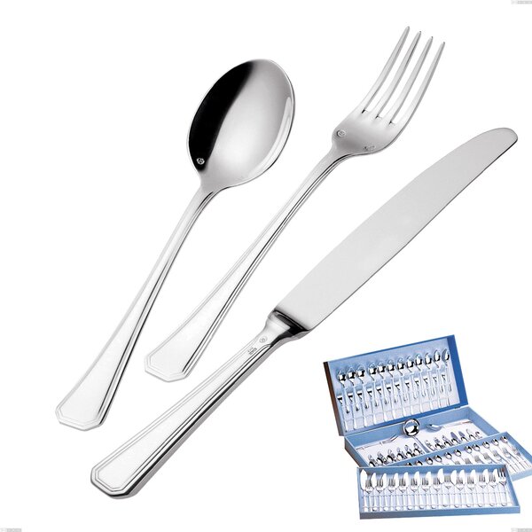 Servizio di posate 113 pezzi in astuccio regalo Savoia Argentato 3 mm spessore argento 25 micron, Acciaio inox 18/10 (AISI304) Argento 25 micron, spessore 3 mm