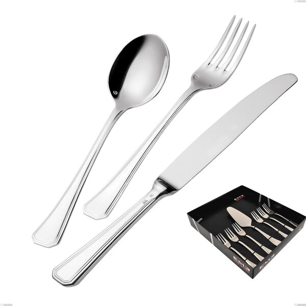 Confezione vetrina 7 pezzi dolce Savoia Argentato 3 mm spessore argento 25 micron, Acciaio inox 18/10 (AISI304) Argento 25 micron, spessore 3 mm