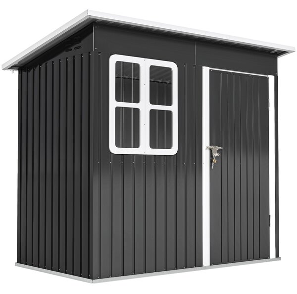 Outsunny Casetta da Giardino con Finestra e Prese d'Aria, Capanno porta attrezzi in Acciaio con Porta e Blocco, 2.2x1.3 m, Grigio | Aosom Italy