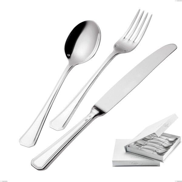 Confezione a libro 6 pezzi cucchiaini caff� Savoia Argentato 3 mm spessore argento 25 micron, Acciaio inox 18/10 (AISI304) Argento 25 micron, spessore 3 mm