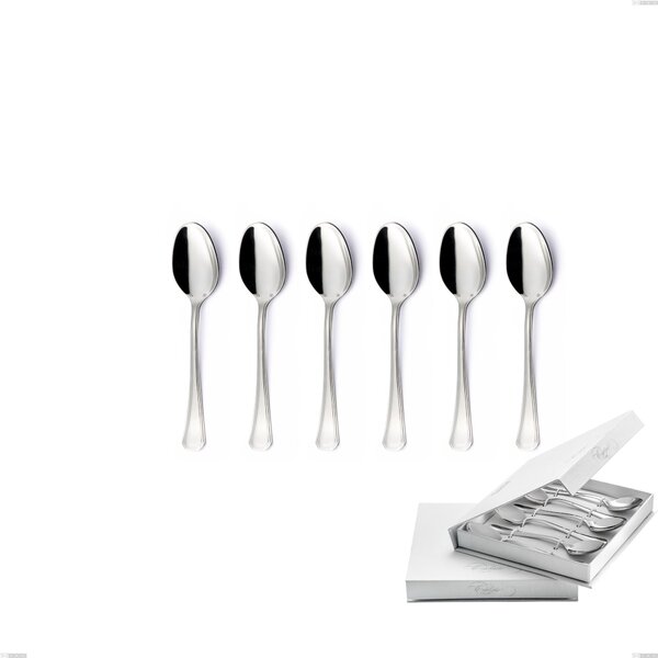 Confezione a libro 6 pezzi cucchiaini caff� Savoia Argento 8 micron, Acciaio inox Aisi 304 Finitura Argentata, spessore argento 8 micron, spessore posata 3 mm