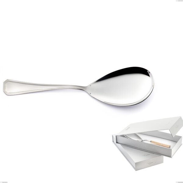Confezione a libro 1 pezzo pala riso Savoia Argento 8 micron, Acciaio inox Aisi 304 Finitura Argentata, spessore argento 8 micron, spessore posata 3 mm