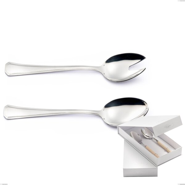 Confezione a libro 2 pezzi insalata Savoia Argento 8 micron, Acciaio inox Aisi 304 Finitura Argentata, spessore argento 8 micron, spessore posata 3 mm