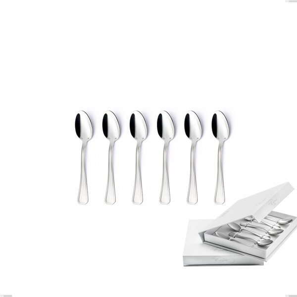 Confezione a libro 6 pezzi cucchiaino moka Savoia Argento 8 micron, Acciaio inox Aisi 304 Finitura Argentata, spessore argento 8 micron, spessore posata 3 mm