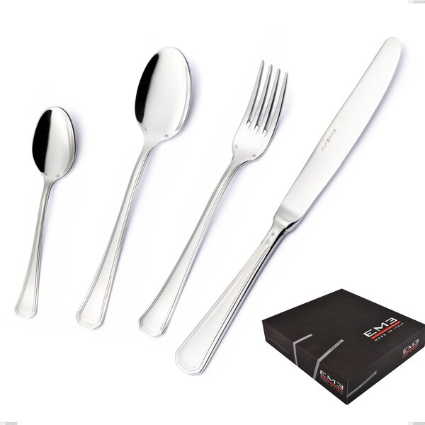 Confezione regalo 49 pezzi Savoia Argento 8 micron, Acciaio inox Aisi 304 Finitura Argentata, spessore argento 8 micron, spessore posata 3 mm