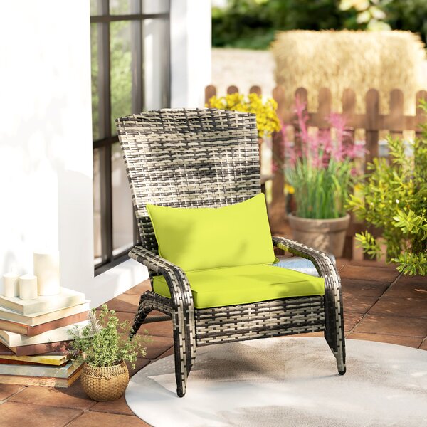 Outsunny Sedia da Giardino in Rattan, Poltrona da Esterno a Adirondack con Braccioli e Cuscini Imbottiti, Grigia, 65x86x90cm|Aosom