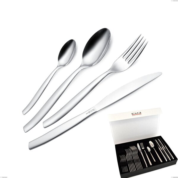 Set di posate 24 pezzi Shark in confezione panoramica a libro con 6 coltelli bistecca, Acciaio inox 18/C (AISI430), spessore 2.00 mm