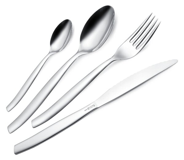 Servizio Posate in acciaio 24 pezzi 6 posti tavola con 6 coltelli bistecca SHARK in acciaio 18.C lucido spessore 2 mm inox lucido