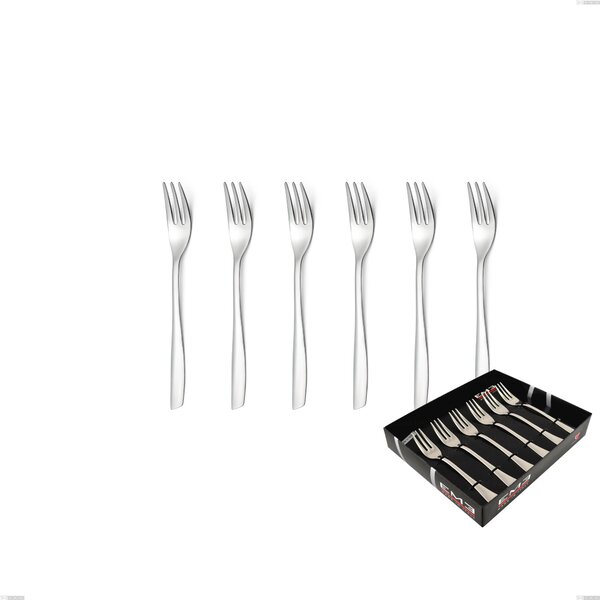 Confezione vetrina 6 pezzi forchettine dolce Shark, Acciaio inox 18/C (AISI430), spessore 2.00 mm