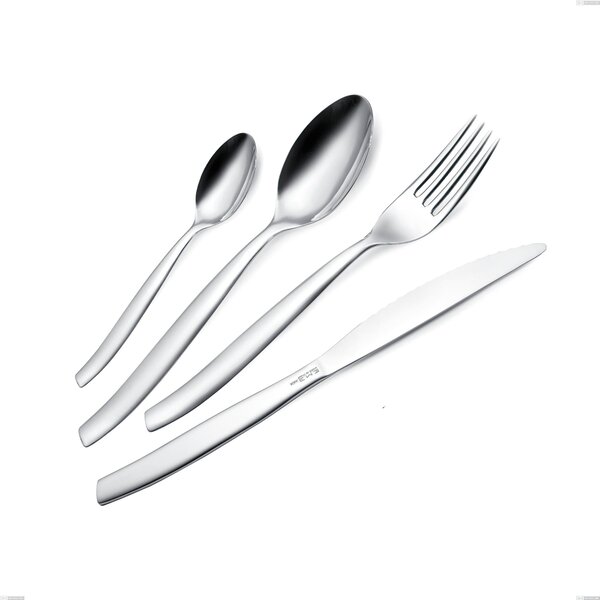 Servizio Posate in acciaio 48 pezzi 12 posti con coltelli bistecca tavola SHARK in acciaio 18.C lucido spessore 2 mm