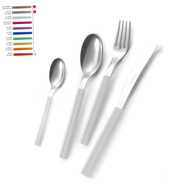 Set Posate colorate SKY 1 Coltello 1 Forchetta 1 Cucchiaio 1 Cucchiaino caff� in acciaio Materiale 18/0 AISI 430 Nichel Free manico in metacrilato colorato