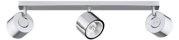 Faretto da soffitto Chloe, orientabile, 3 luci, acciaio cromato Chloe Argon, dimmerabile, Cromo / Argento, Soggiorno / Sala da pranzo, Metallo, Moderno, Faretto