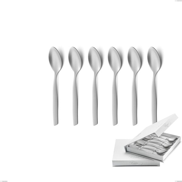 Confezione a libro 6 pezzi cucchiaini caff� Shark Sabbiato, Acciaio 18/0 Acciaio Satinato, spessore 2 mm