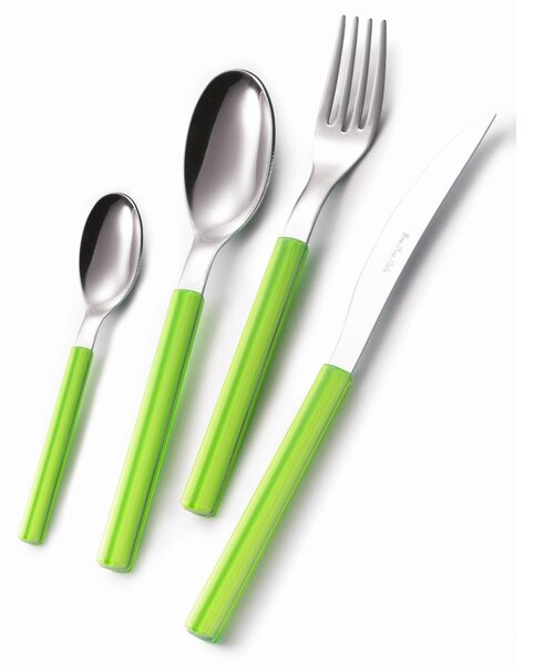 Set Posate colorate SKY 1 Coltello 1 Forchetta 1 Cucchiaio 1 Cucchiaino caff� Materiale 18/0 AISI 430 Nichel Free in acciaio manico in metacrilato colorato